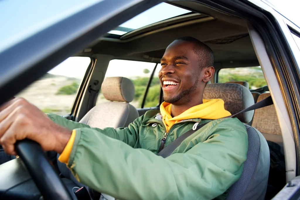 Man driving his Uncle Al serviced vehicle through the wilderness of Oregon.