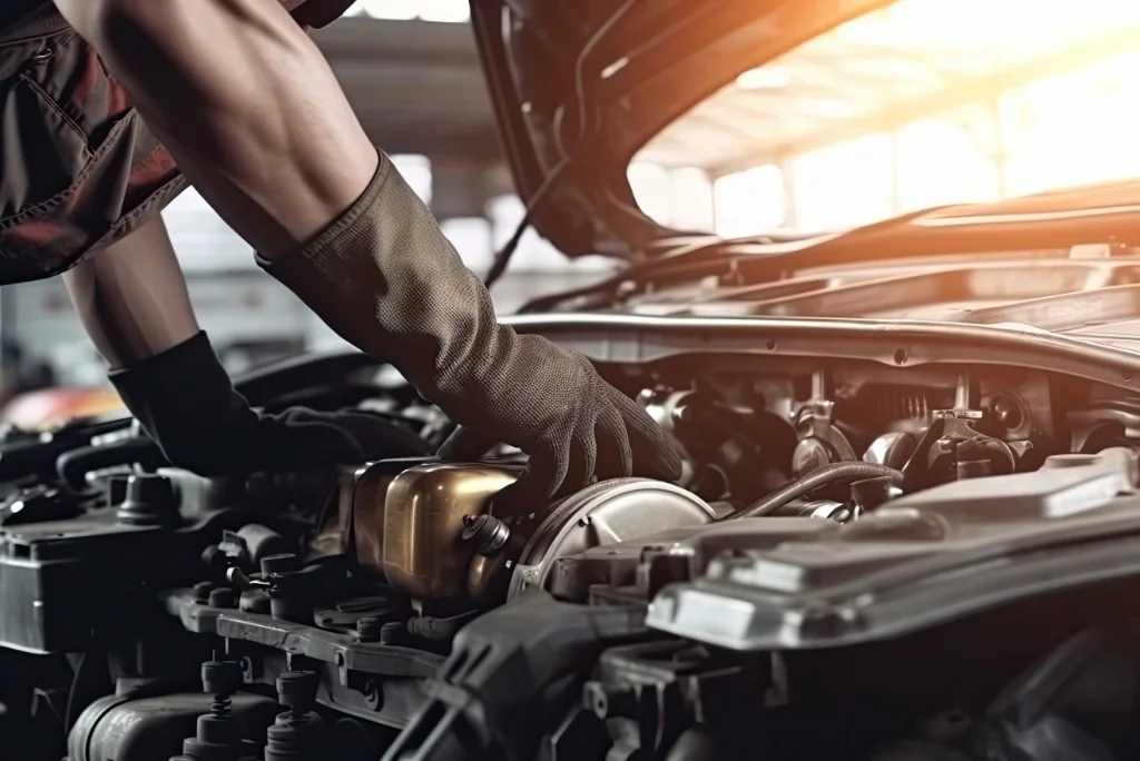 ASE certified master mechanic working on a Gladstone OR residents vehicle in the Uncle Al's workshop.