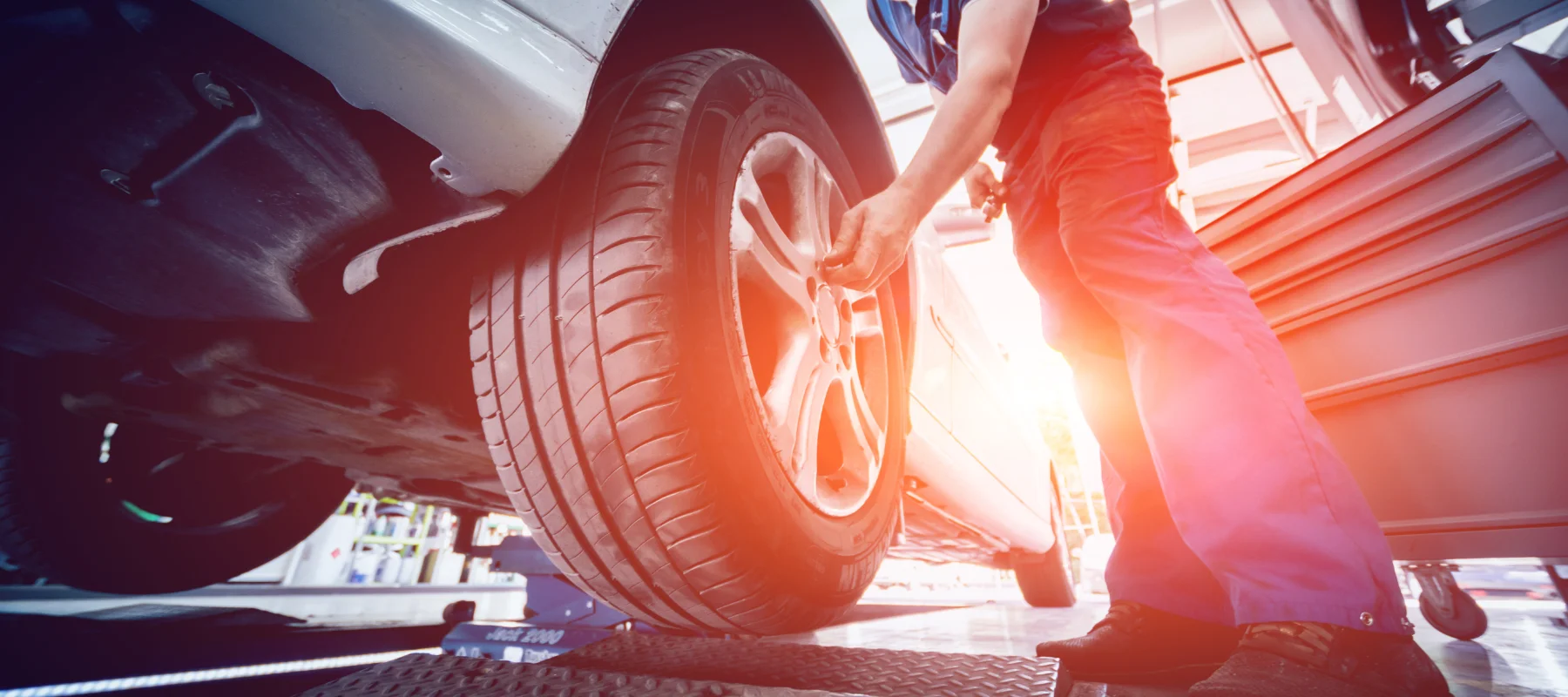 Tires of local Gladstone OR resident being inspected by an Uncle Al's automotive mechanic.